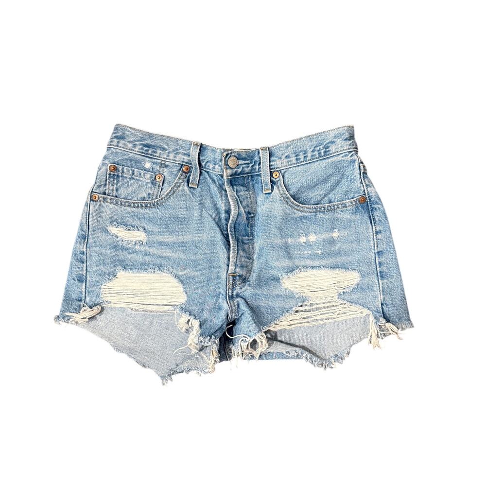Levi's 501 Denim Cutoff Shorts Womens 28 Light Wash Distressed Frayed Y2K Retro